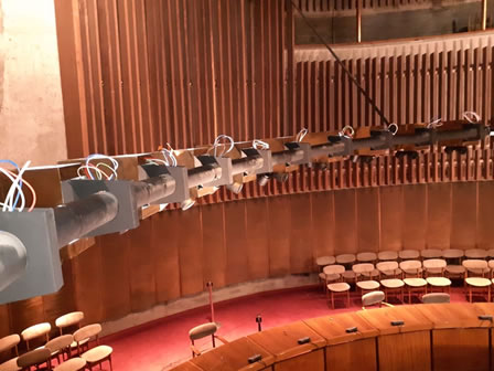 Cambio luminarias antiguas a tecnología LED (Philips) en salón Raúl Prebisch en recinto de Naciones Unidas (ONU)